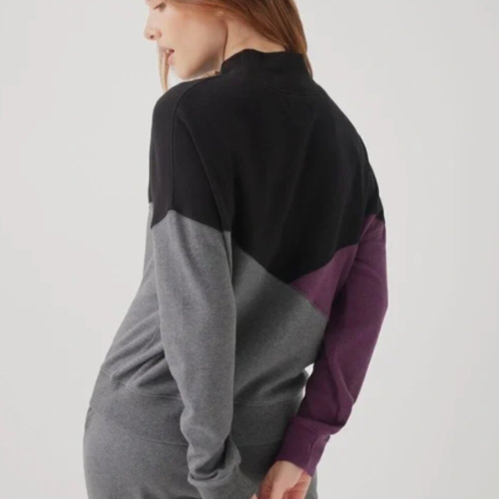 Pact Women's Airplane Colorblock Pullover (Purple, Black, Heather Grey) - Picture 2 of 5